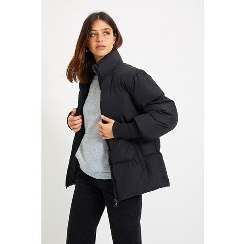 Trendyol Black Wide Cut Oversize Rib Detailed Down Jacket Cene
