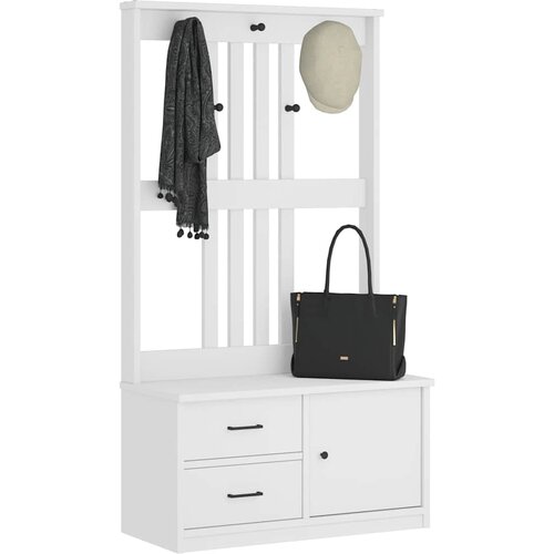 vidaXL Drvo za dvoranu SANDENS bijelo 87x40x159,5 cm puno drvo bor Cijene