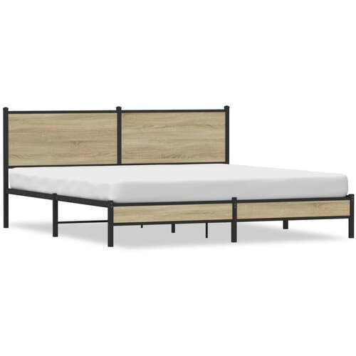 Maison Chic Kovinski Posteljni okvir - Dvoposteljna postelja - Zakonska postelja brez vzmetnice sonoma hrast 180x200 cm, (21694317) Slike