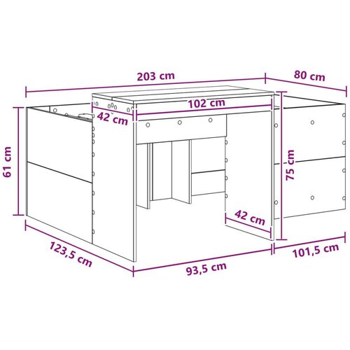  Krevet za djecu s visokim okvirom i stolom Hrast artisan - Hrast artisan 80 x 200 cm Slike