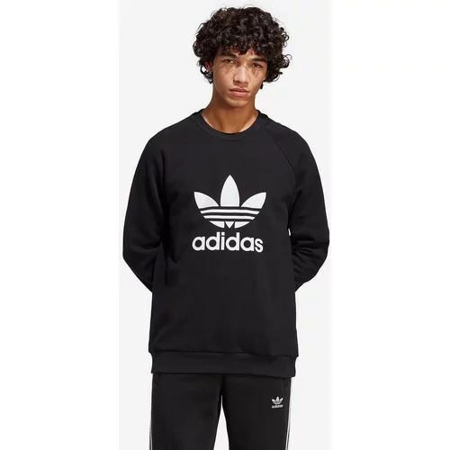 Adidas Bombažen pulover Adicolor Classics Trefoil Crewneck moški, črna barva