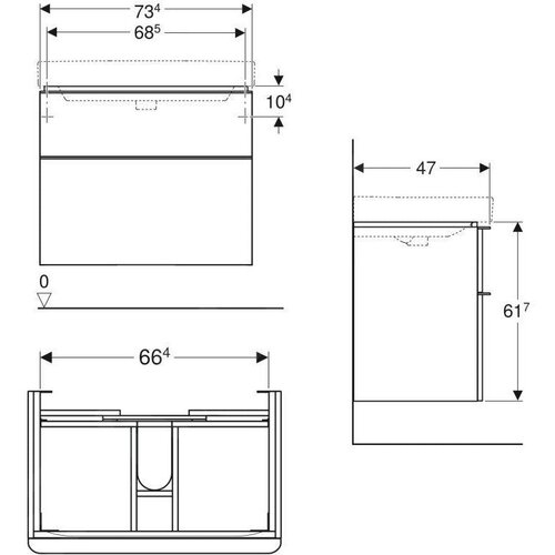 Geberit 500.353.JL.1 Smyle Square 73 x 47 cm omarica za umivalnik Slike