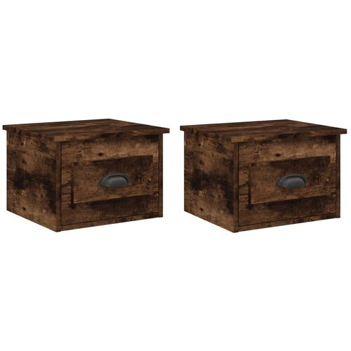 VidaXL Stenska nočna omarica 2 kosa dimljen hrast 41,5x36x28 cm, (20733114) Slike