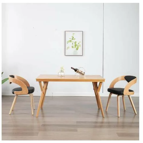  Jedilni stoli 2 kosa črni ukrivljen les in umetno usnje