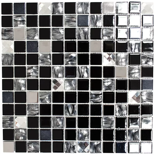 x Samolepilni mozaik SAM 4CM26 (30 x 30 cm, steklo, mešana črna)