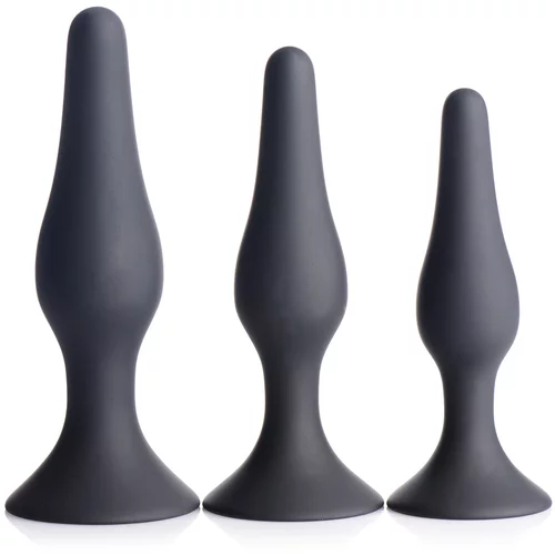 Master Series Triple Spire Tapered Silicone Anal Trainer Set of 3 Black