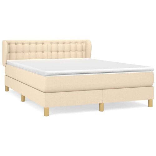 VidaXL Krevet s oprugama i madracem krem 140 x 190 cm od tkanine Slike