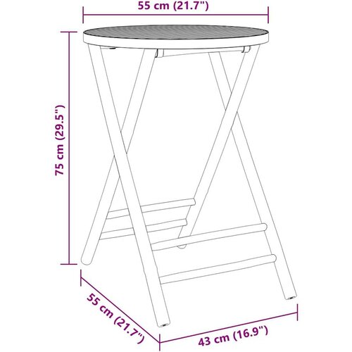 VidaXL 3-dijelni sklopivi bistro set s krem bijelim jastucima bambus Slike