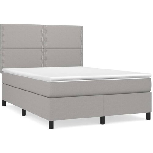  Krevet box spring s madracem svjetlosivi 140x200 cm od tkanine Slike