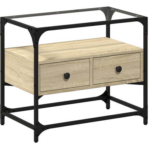 Maison Chic TV omarica - TV stojalo - Televizijska omarica s stekleno plo&amp;scaron;čo sonoma hrast 60x35x51 cm inž. les, (21700514) Slike