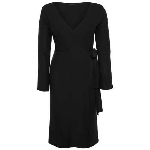 Trendyol Curve Black Double Breasted Midi Knitted Dress