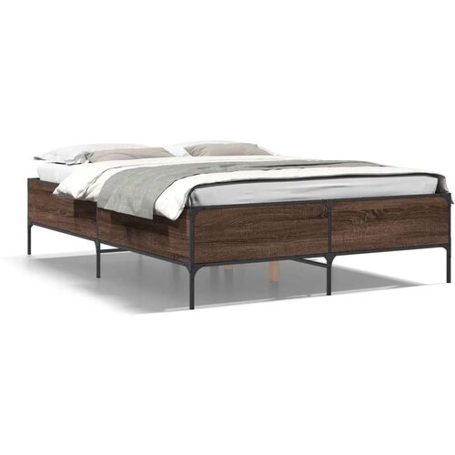 VidaXL Okvir kreveta boja hrasta 160x200 cm konstruirano drvo i metal Slike