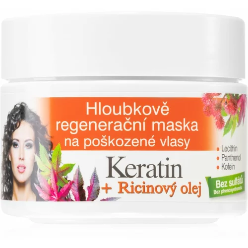 Bione Cosmetics Keratin + Ricinový olej regenerirajuća maska za kosu 260 ml