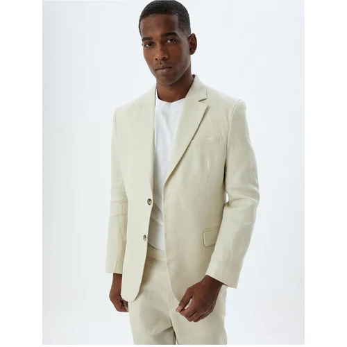 Koton Linen Jacket Blazer Slim Fit Buttoned Pocket Detailed