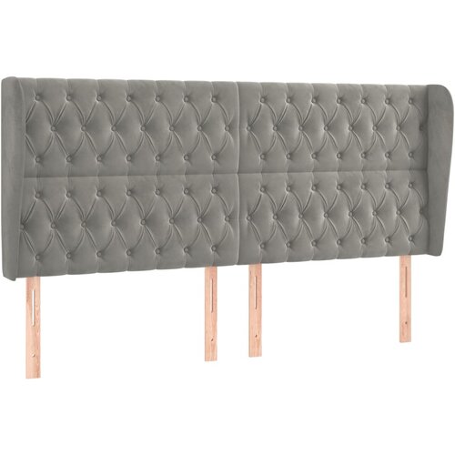 VidaXL Vzglavje z u&amp;scaron;esi svetlo sivo 203x23x118/128 cm žamet, (20794470) Slike