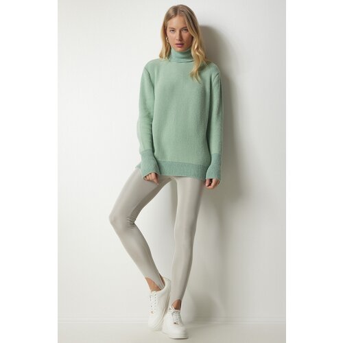  Women&amp;#039;s Turquoise Turtleneck Soft Textured Knitwear Sweater Slike