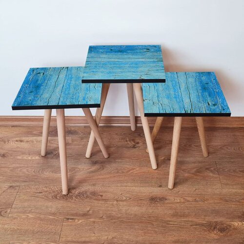 Hanah home 3Shp129 - blue blue nesting table (3 pieces) Cene