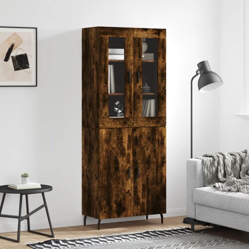 vidaXL Visoka komoda dimljen hrast 69,5x34x180 cm inženirski les Cene