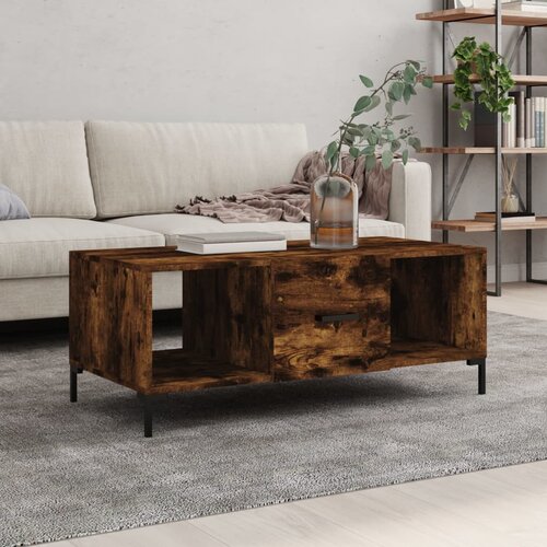 VidaXL Klubska mizica dimljeni hrast 102x50x40 cm inženirski les Slike