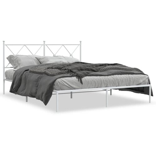 vidaXL Metalni okvir za krevet s uzglavljem bijeli 150x200 cm Cene