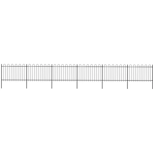 vidaXL Vrtna ograja z obročastimi vrhovi jeklo 10,2x1,2 m črna