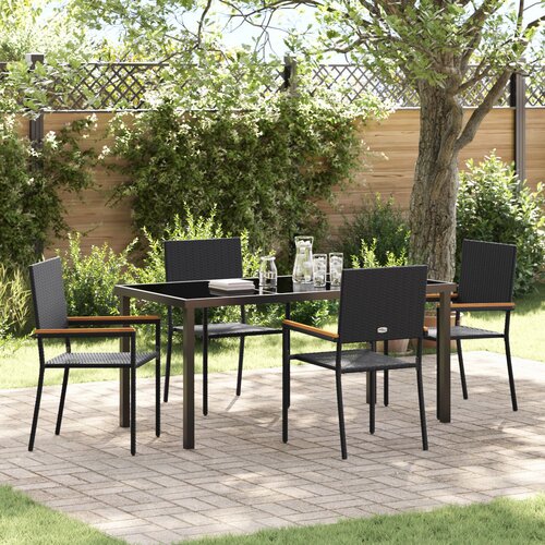 vidaXL 5-delni vrtni jedilni set Črn Poly Rattan Cene