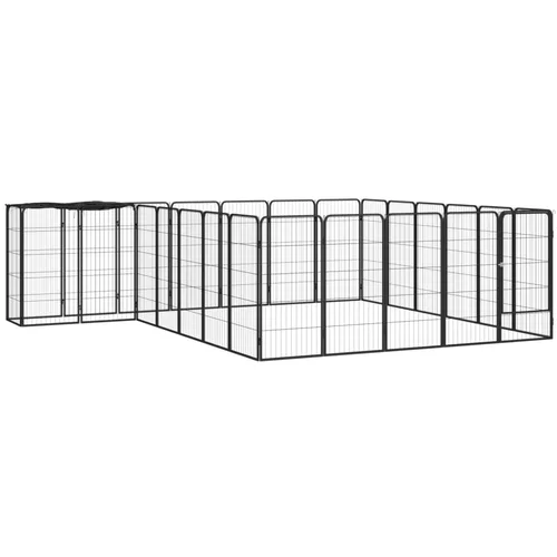 vidaXL Ograda za pse s 26 panela crna 50 x 100 cm čelik obložen prahom
