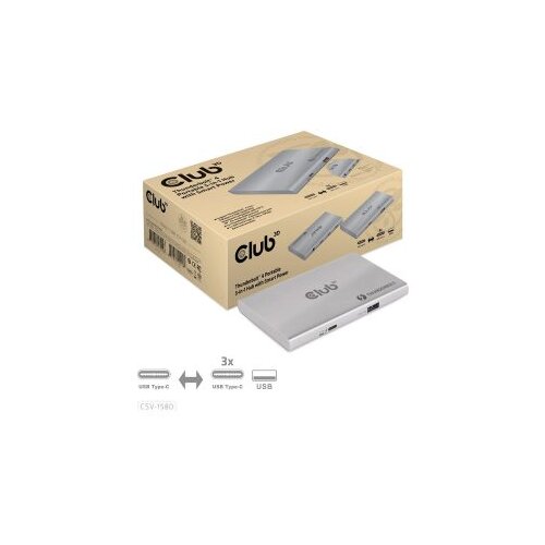  USB hub Club 3D Thunderbolt4 Portable 5-in-1 Hub with Smart Power CSV-1580 Slike