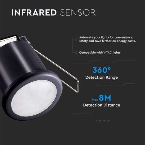 Ugradni pir senzor pokreta za spu&amp;scaron;teni plafon 360&amp;deg;, 400W/230V, crne boje Slike