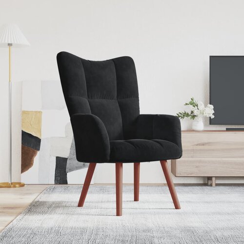 The Living Store Stol za sproščanje črn žamet - Stol Za Sproščanje, (21485317) Cene