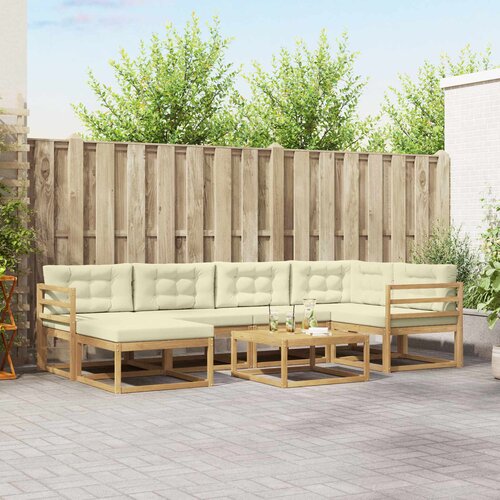  Set vanjskih sofa 7 pcs Bijela i krem Slike