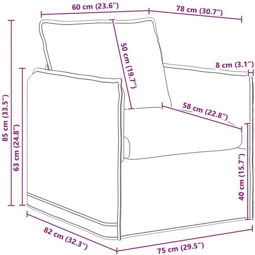 SOFA 60cm Krema Metal Slike