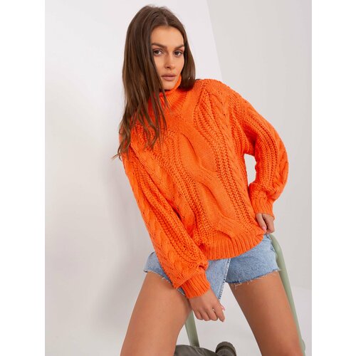 Fashion Hunters Orange oversize sweater with cables Slike