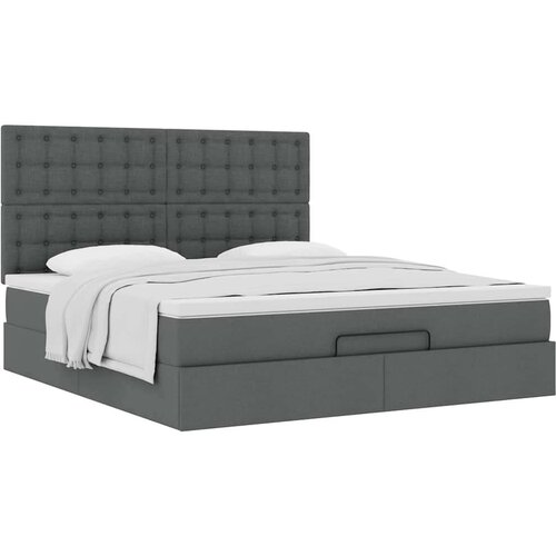VidaXL Otomanski krevet s madracem tamnosivi 160x200cm od tkanine Slike