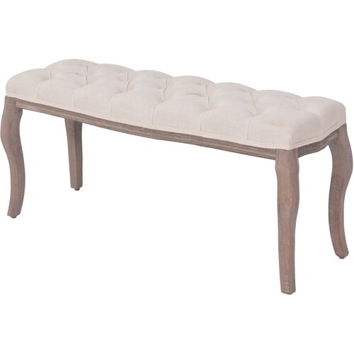 vidaXL Klupa od Tkanine i Masivnog Drva 110x38x48 cm Krem Bijela Cijene