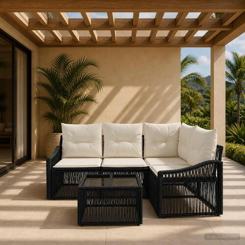  Sjedeća garnitura za vrt 4 kom. poliratan Slike