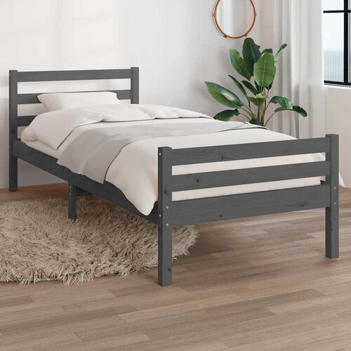  Okvir za krevet od masivnog drva sivi 100 x 200 cm Cijene