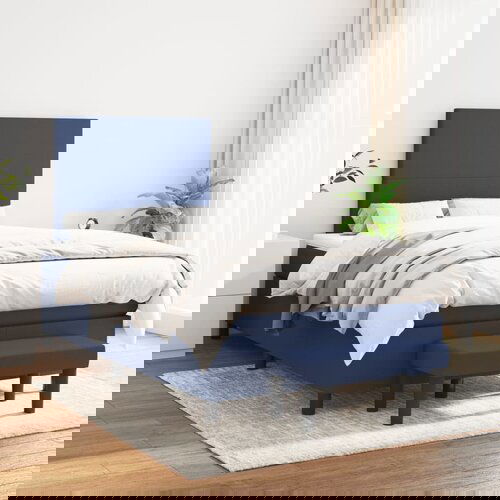 VidaXL Box spring postelja z vzmetnico moder 120x200 cm blago Slike