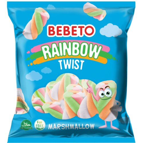 Bebeto gumene bombone marshmallow rainbow twist 60g Slike