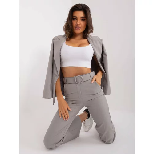 Fashion Hunters Grey suit trousers with belt
