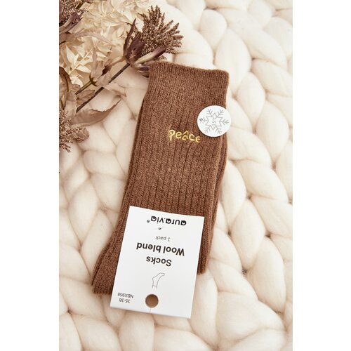 Kesi Women's warm socks with brown lettering Slike