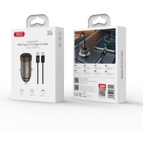 XO Auto Punjac mini CC70 + Type C - Type C Kabal 30w Slike