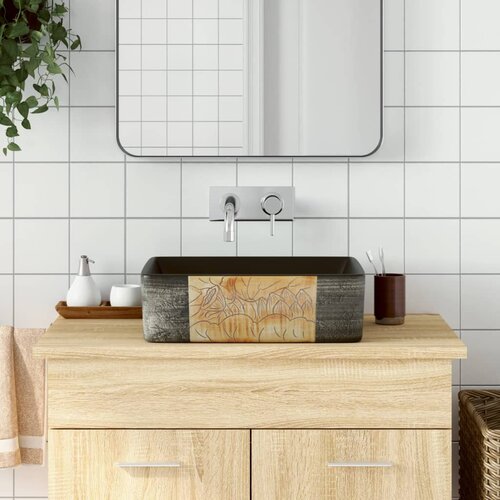 The Living Store Umivalnik črn in rjav pravokoten 46x35,5x13 cm keramika - Nadpultni Umivalnik, (21669647) Cene