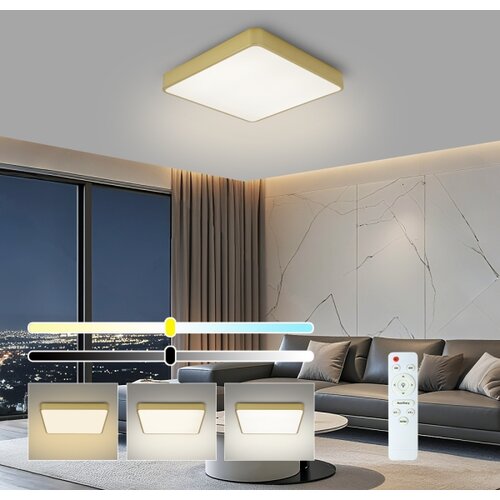  Brilagi-LED Prigu&amp;scaron;iva plafonsko svetlo POOL LED/48W/230V 3000-6000K 50x50 cm zlatna + daljinski upravljač Slike
