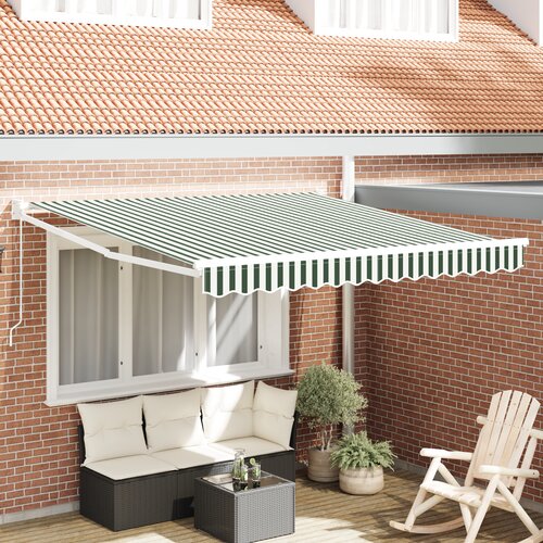 vidaXL ročna retraktibilna tenda z zelenimi in belimi črtami 350x250 cm, zamenjava tkanine za okvir 3.5x2.5 m z zelenimi in belimi črtami Cene