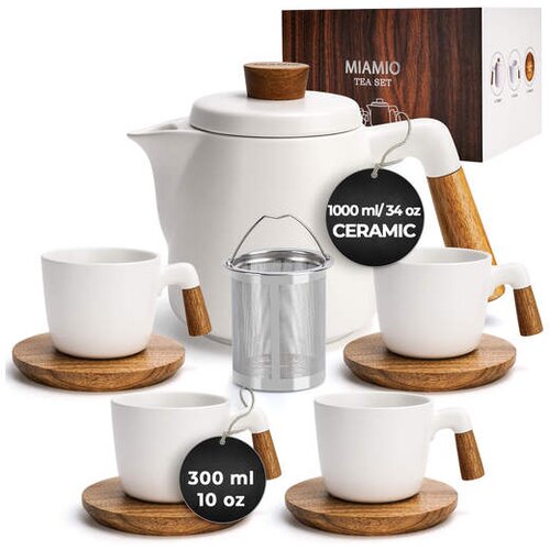 Miamio set za čaj, čajnik 1000 ml + 4x300 ml, bela Slike