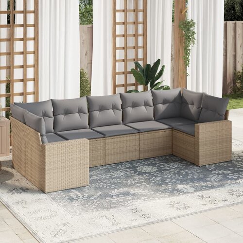 vidaXL 7-dijelni set vrtnih sofa od poliratana s jastucima bež Cijene