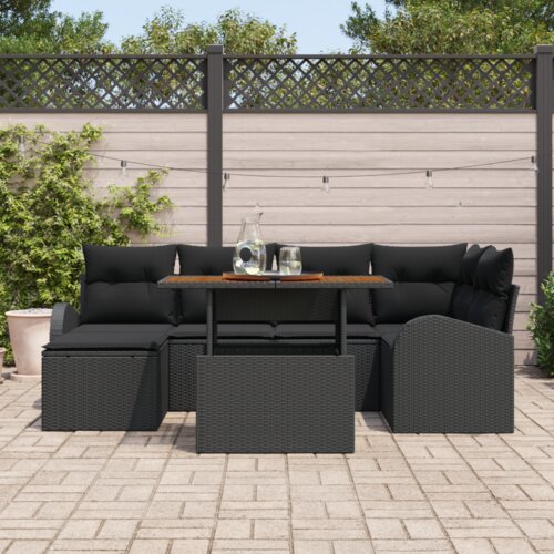 VidaXL set vrtnih sofa s jastučićima crni poli ratan Slike