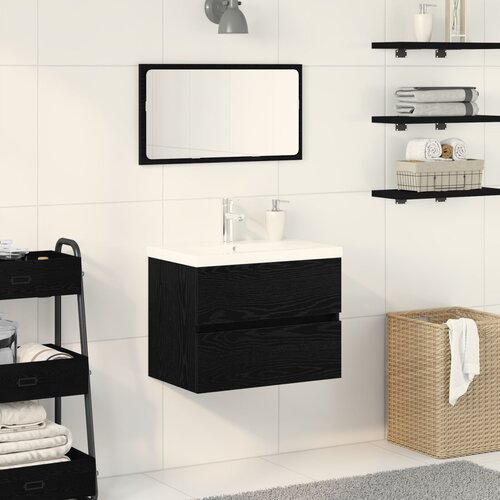 vidaXL ormar za sudoper s umivaonikom Crni hrast Konstruirano drvo, ormar za sudoper Crni hrast 60x38.5x45 cm Konstruirano drvo Cijene
