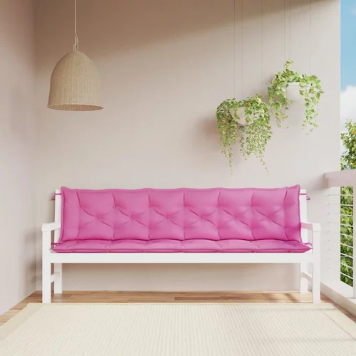  Jastuci za vrtnu klupu 2 kom ružičasti 200x50x7 cm tkanina
